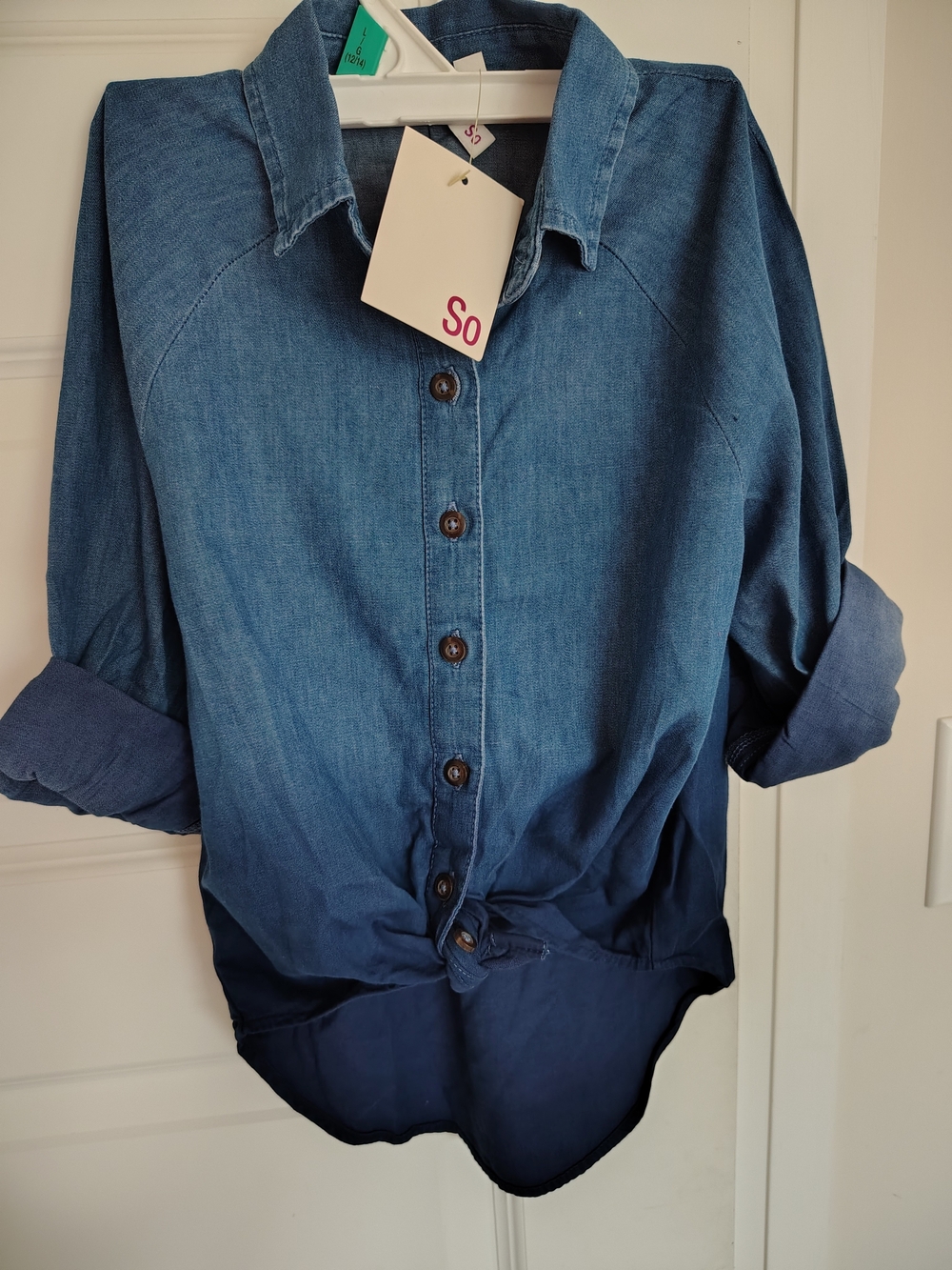 SO Girls Blue Ombre Button-Down Denim Shirt